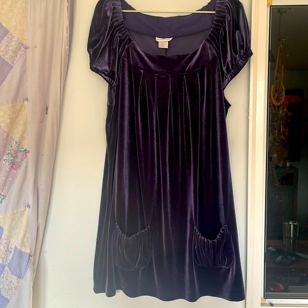 90’s vintage purple velvet babydoll dress with pockets